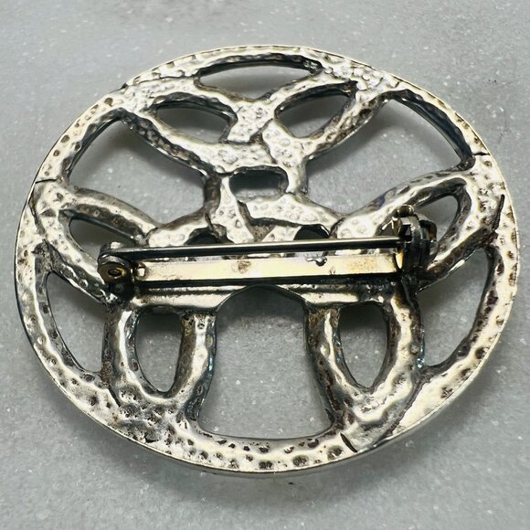 Vtg Celtic Knotwork Brooch Pin St Justin Silver-tone Presentation Box Chicago - Picture 4 of 6
